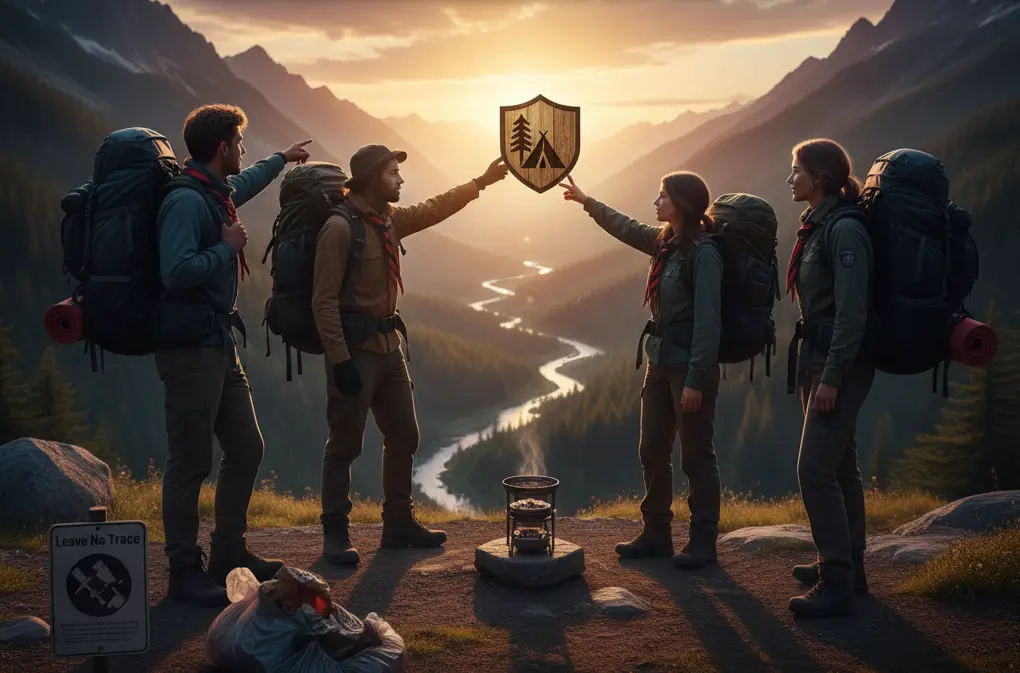 Scouts en un sitio de camping